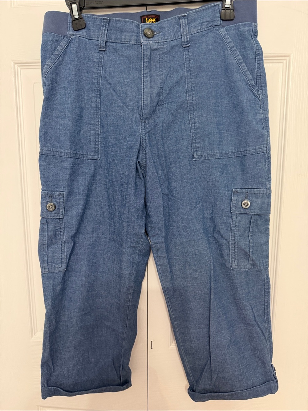 Lee Womens Soft Denim-Style Blue Cargo Capris